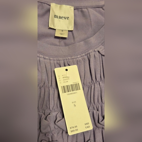 NWT Anthro Maeve Ruffle Smocked Blouse Short Sleeve Top Size S Anthropologie - Picture 3 of 5